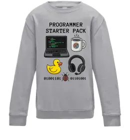 Детский Свитшот Programmer starter pack Серый меланж фото