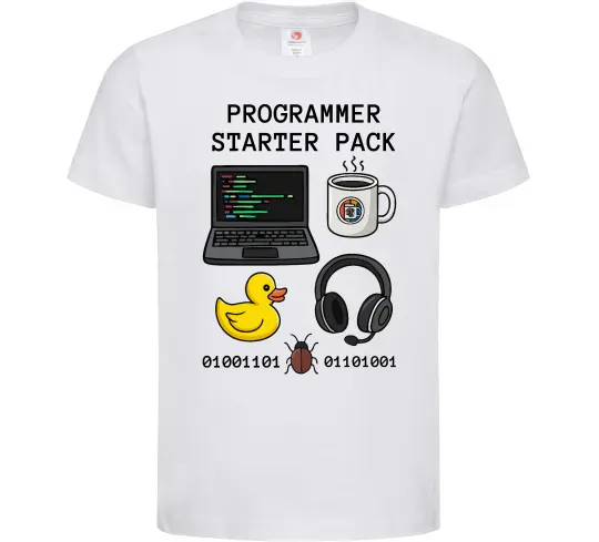 Детская футболка Programmer starter pack Белый фото