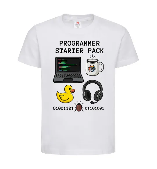 Детская футболка Programmer starter pack Белый фото