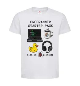 Детская футболка Programmer starter pack Белый фото