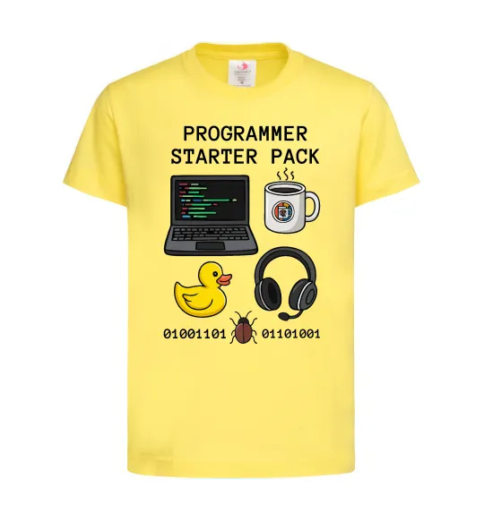 Детская футболка Programmer starter pack Лимонный фото