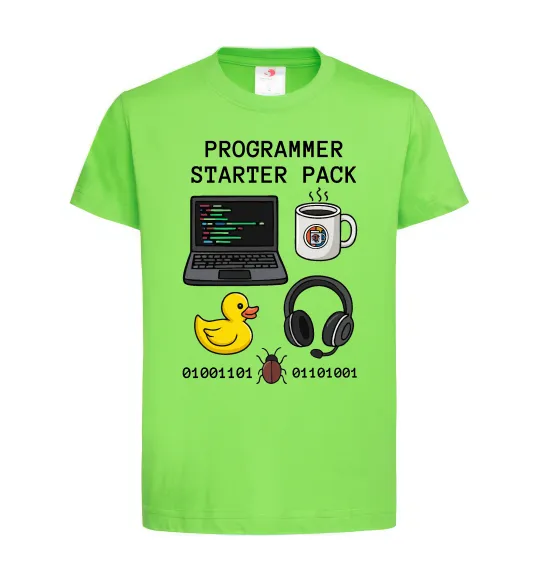 Детская футболка Programmer starter pack Лаймовый фото