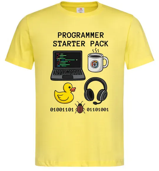 Чоловіча футболка Programmer starter pack Лимонний фото