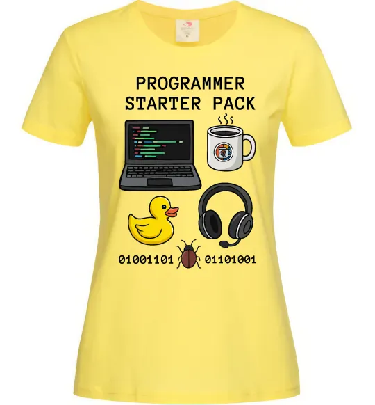 Жіноча футболка Programmer starter pack Лимонний фото
