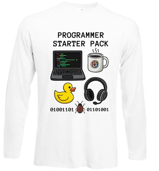 Лонгслів Programmer starter pack Білий фото