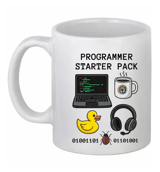 Чашка керамічна Programmer starter pack Білий фото