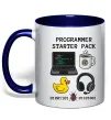 Чашка з кольоровою ручкою Programmer starter pack Глибокий темно-синій фото