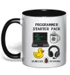 Чашка з кольоровою ручкою Programmer starter pack Чорний фото