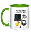 Чашка з кольоровою ручкою Programmer starter pack Лаймовий фото