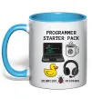 Чашка з кольоровою ручкою Programmer starter pack Блакитний фото