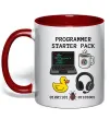 Чашка з кольоровою ручкою Programmer starter pack Червоний фото