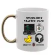 Чашка з кольоровою ручкою Programmer starter pack Золото фото