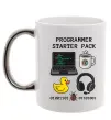 Чашка з кольоровою ручкою Programmer starter pack Срібло фото