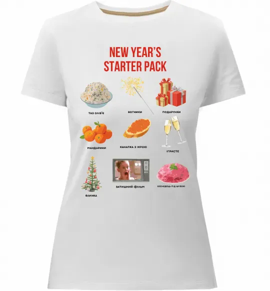 Жіноча преміум футболка New Year starter pack Білий фото