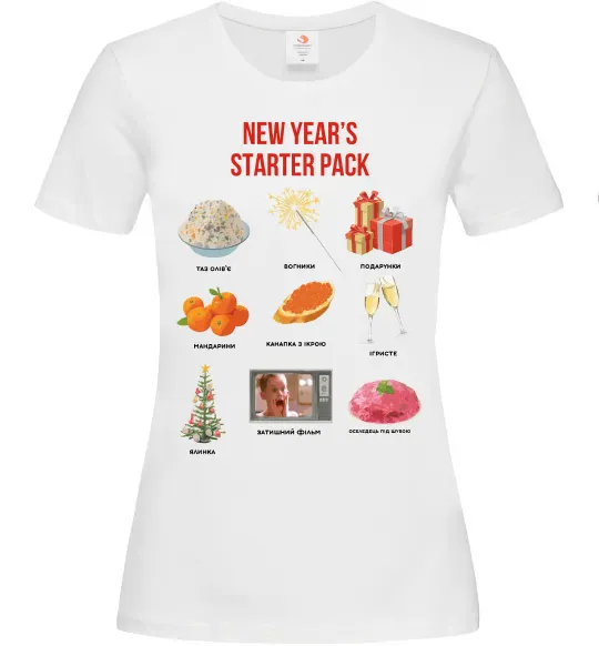 Женская футболка New Year starter pack Белый фото