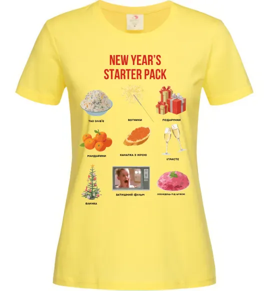 Женская футболка New Year starter pack Лимонный фото