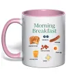 Чашка з кольоровою ручкою Morning breakfast Ніжно рожевий фото