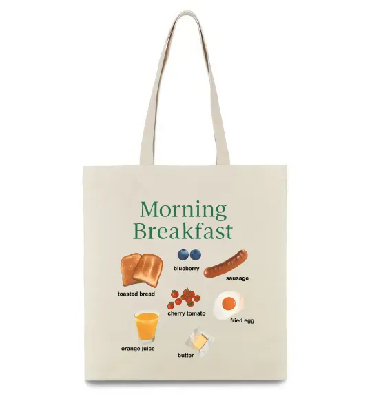Эко-сумка Morning breakfast Бежевый фото