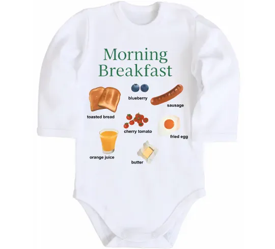 Детский боди Morning breakfast Белый фото