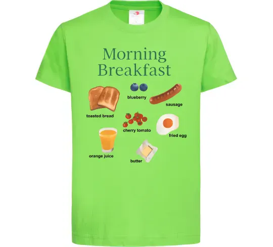 Детская футболка Morning breakfast Лаймовый фото