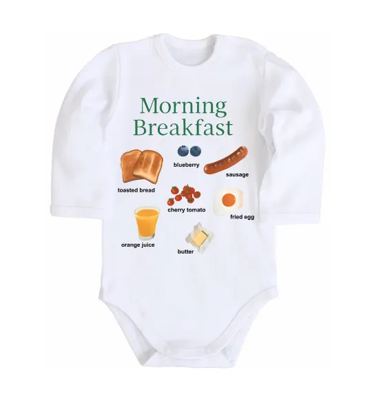 Дитячий бодік Morning breakfast Білий фото
