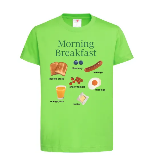 Дитяча футболка Morning breakfast Лаймовий фото