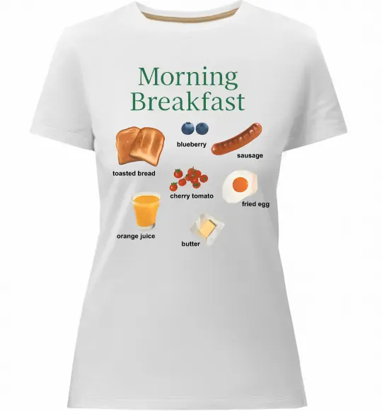 Женская премиум футболка Morning breakfast Белый фото