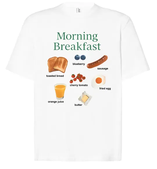 Футболка Оверсайз Morning breakfast Білий фото