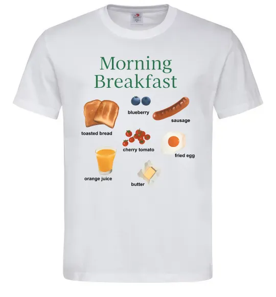 Мужская футболка Morning breakfast Белый фото