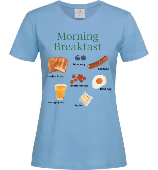 Жіноча футболка Morning breakfast Блакитний фото