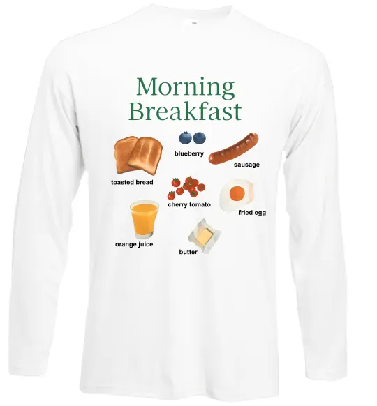 Лонгслив Morning breakfast Белый фото