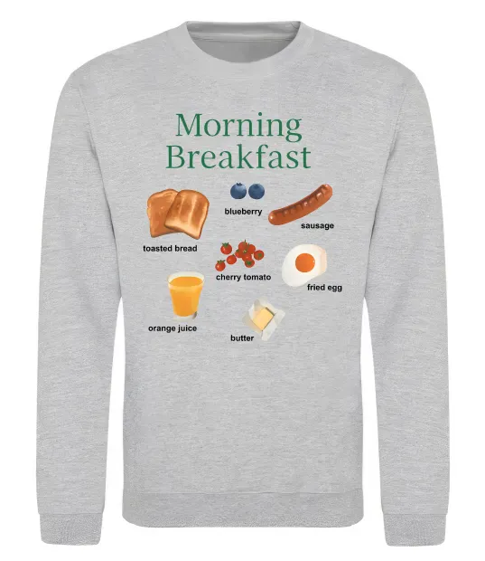 Свитшот Morning breakfast Серый меланж фото