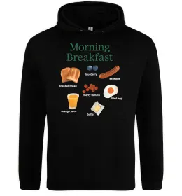 Мужская толстовка (худи) Morning breakfast Черный фото