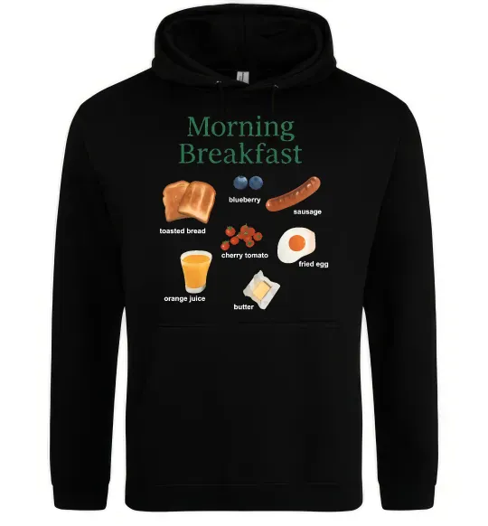 Женская толстовка (худи) Morning breakfast Черный фото