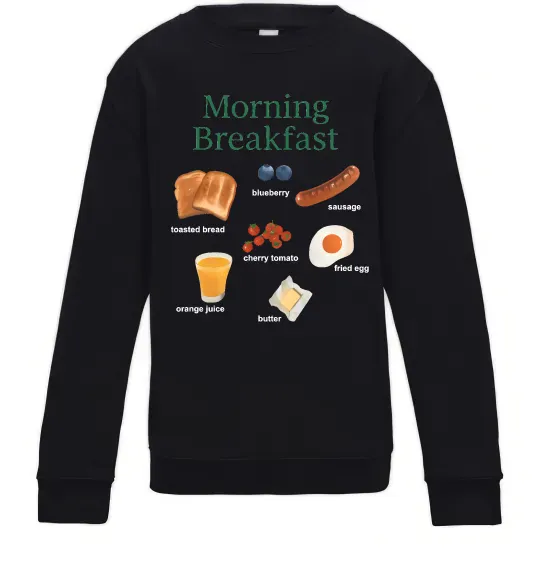 Дитячий світшот Morning breakfast Чорний фото