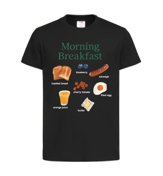 Дитяча футболка Morning breakfast Чорний фото