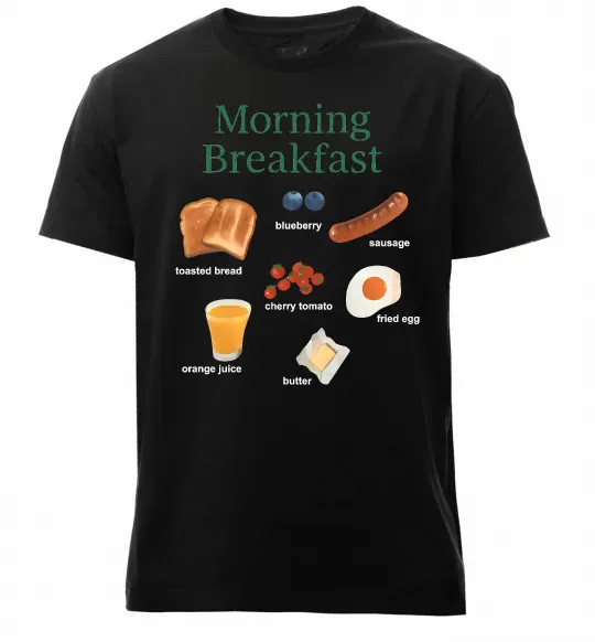 Чоловіча преміум футболка Morning breakfast Чорний фото