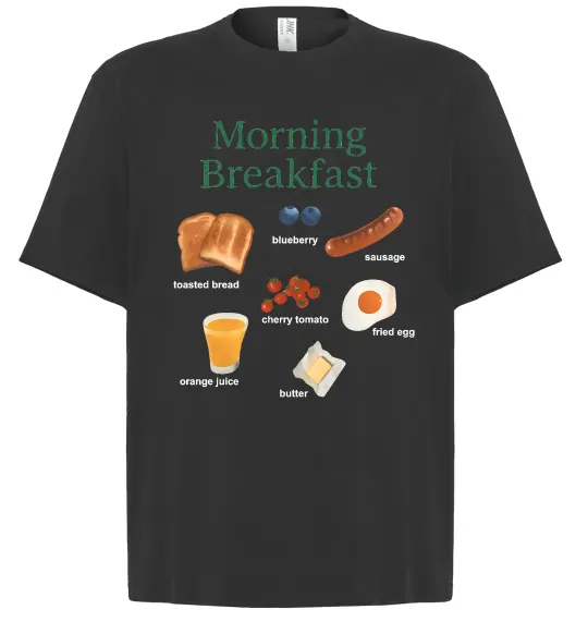 Футболка Оверсайз Morning breakfast Чорний фото