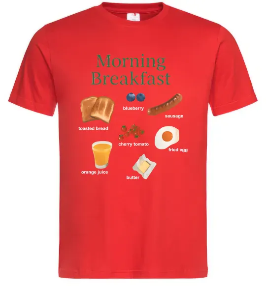 Мужская футболка Morning breakfast Красный фото