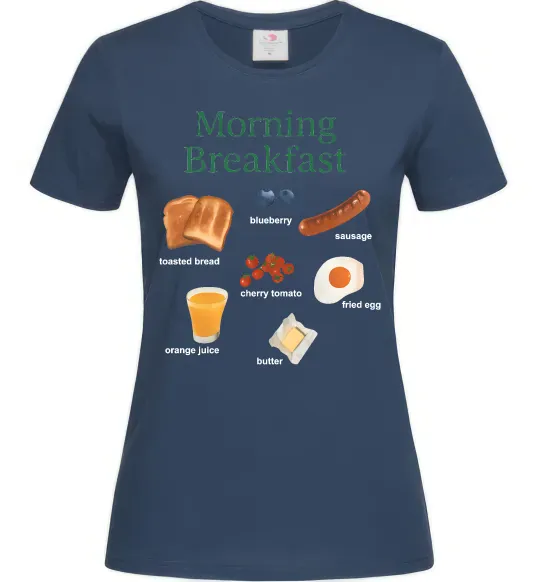 Жіноча футболка Morning breakfast Темно-синій фото