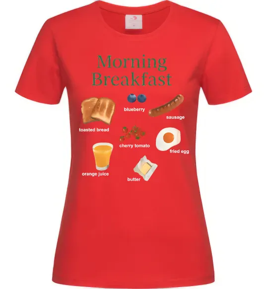 Жіноча футболка Morning breakfast Червоний фото