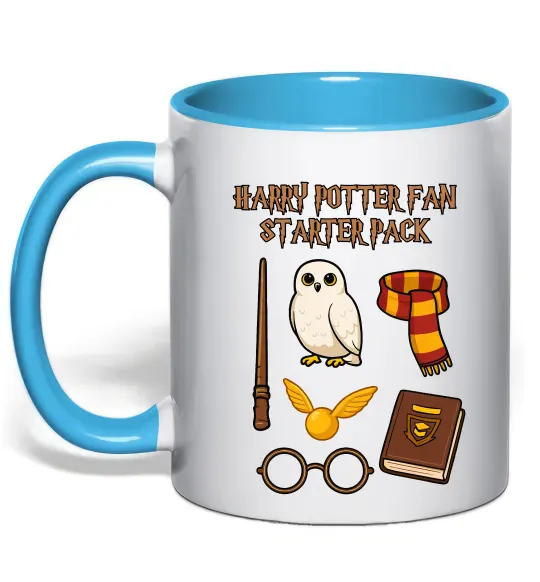 Чашка з кольоровою ручкою Harry Potter fan starter pack Блакитний фото
