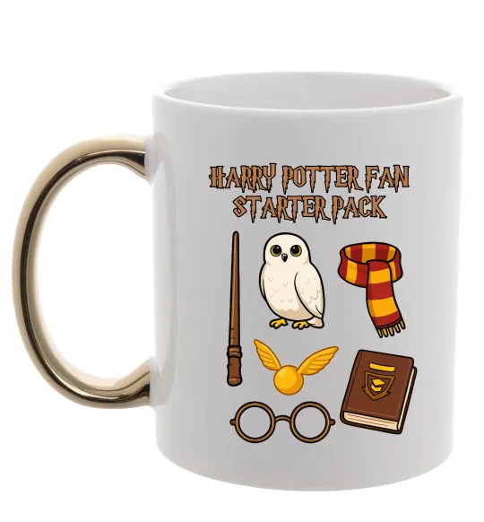 Чашка з кольоровою ручкою Harry Potter fan starter pack Золото фото
