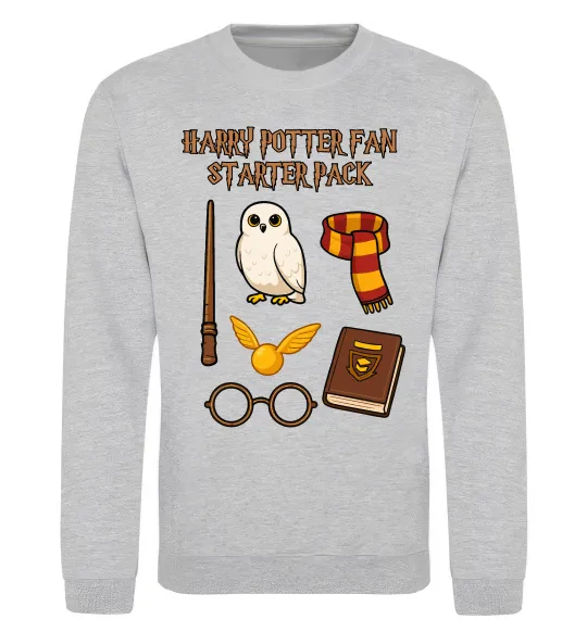 Свитшот Harry Potter fan starter pack Серый меланж фото