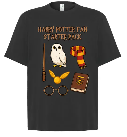 Футболка Оверсайз Harry Potter fan starter pack Чорний фото