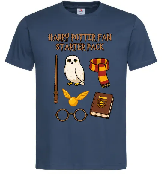 Мужская футболка Harry Potter fan starter pack Темно-синий фото