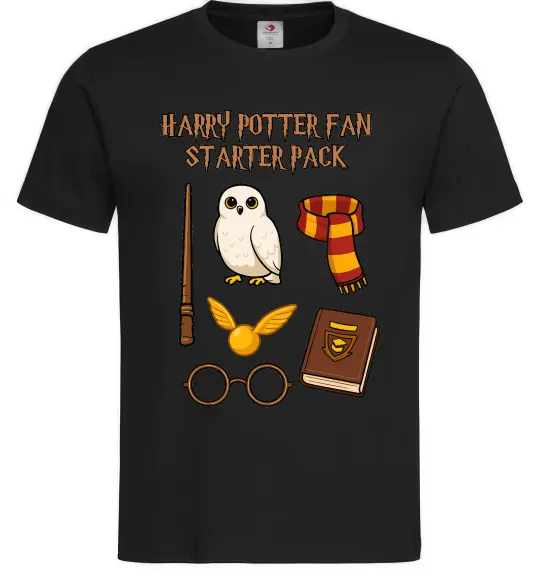 Мужская футболка Harry Potter fan starter pack Черный фото