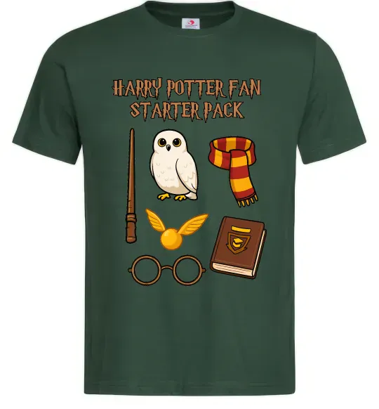 Мужская футболка Harry Potter fan starter pack Темно-зеленый фото