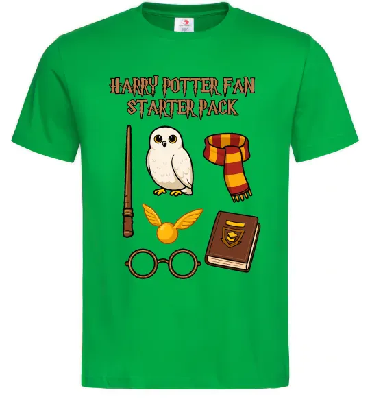 Мужская футболка Harry Potter fan starter pack Зеленый фото