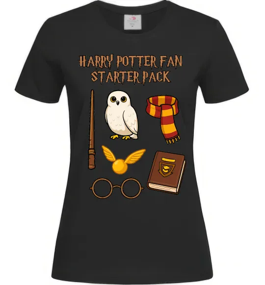 Жіноча футболка Harry Potter fan starter pack Чорний фото